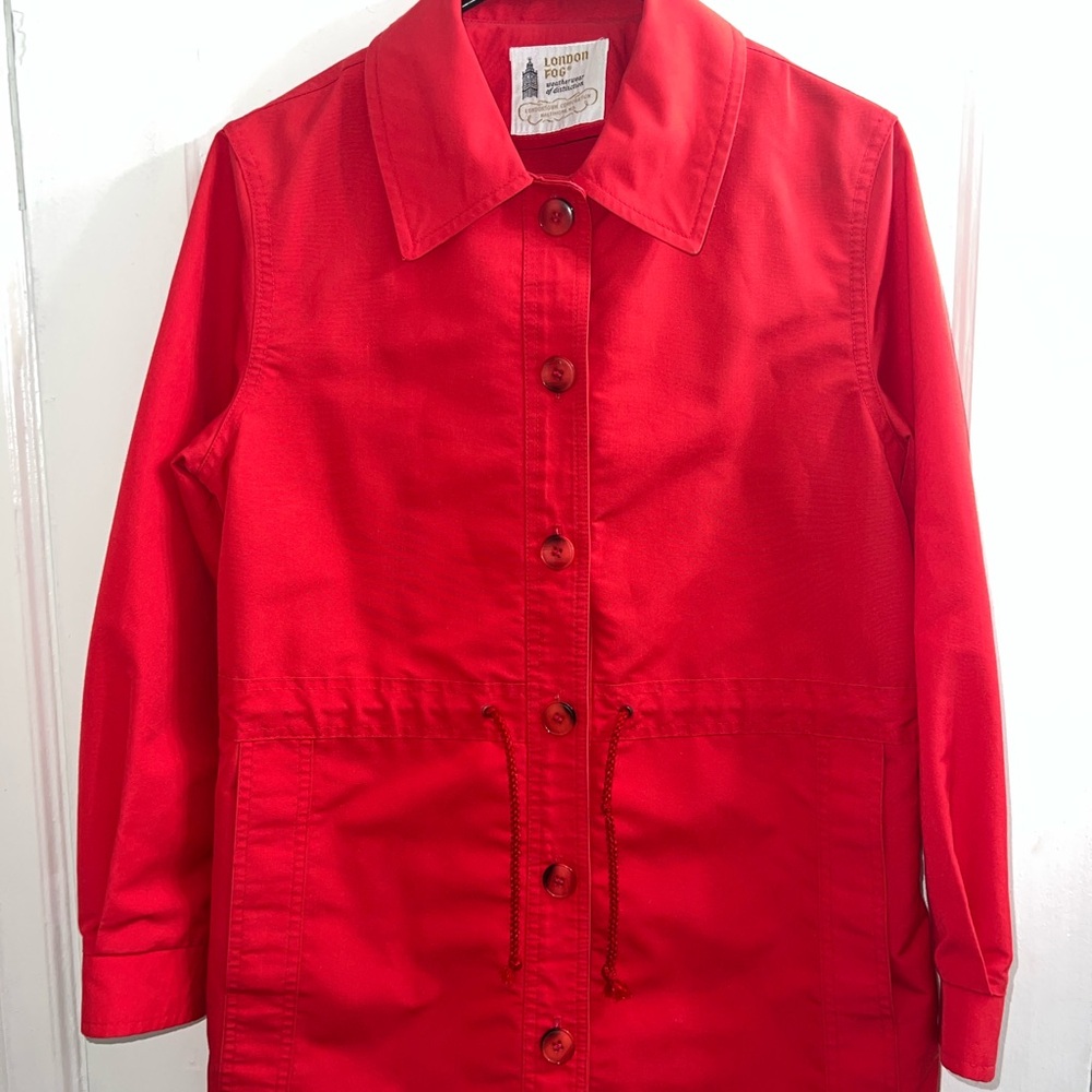 Vintage London Fog Red Rain Jacket Women’s Size 7/8 Medium Trench